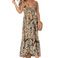 Femei Sexy Spaghete curea florale imprimare rochie lungă