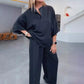 ✨Costum pentru femei (top + pantaloni largi) ✨ Eleganța este atât de simplă!