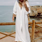 🔥🩱 Femeii alb vrac se potrivesc 3/4 maneca costum de baie lung Cover Up