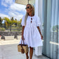 💕 Clasic și confortabil: Rochie cu mânecă bufantă de culoare solidă de culoare trendy pentru femei Bow Tie Front