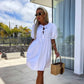 💕 Clasic și confortabil: Rochie cu mânecă bufantă de culoare solidă de culoare trendy pentru femei Bow Tie Front
