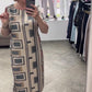 Rochie tipărită casual cu mâneci scurte și gât rotund pentru femei