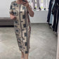 Rochie tipărită casual cu mâneci scurte și gât rotund pentru femei