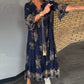 Rochie vintage cu decolteu în V și croială lejeră