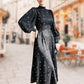 Rochie maxi cu guler cu cravată