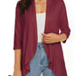 💥women deschise față 3/4 mâneci ușoare dressuri drapate cardigan