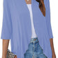 💥women deschise față 3/4 mâneci ușoare dressuri drapate cardigan