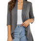💥women deschise față 3/4 mâneci ușoare dressuri drapate cardigan
