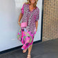 🥰Vară respirabil V-neck imprimate rochie vrac
