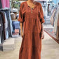 👗Rochie din bumbac și in de culoare solidă pentru femei