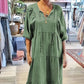 👗Rochie din bumbac și in de culoare solidă pentru femei