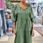👗Rochie din bumbac și in de culoare solidă pentru femei