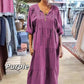 👗Rochie din bumbac și in de culoare solidă pentru femei