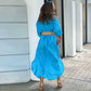 Rochie casual cu mânecă lungă și cămașă cu tăietură laterală