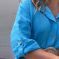 Rochie casual cu mânecă lungă și cămașă cu tăietură laterală