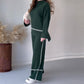 Set lounge tricotat pentru femei cu pantaloni cu micro guler