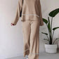 Set lounge tricotat pentru femei cu pantaloni cu micro guler