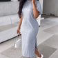 Femeii Casual Split T-shirt rochie lungă