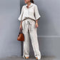 Culoare solidă Lapel Top Drawstring pantaloni 2 Piece Set