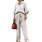 Culoare solidă Lapel Top Drawstring pantaloni 2 Piece Set