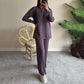 Set din două piese pentru femei Comfort Ribbed Knit Slit