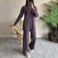 Set din două piese pentru femei Comfort Ribbed Knit Slit