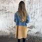 Palton din denim cu guler și model patchwork