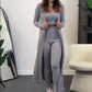 📦Livrare gratuită📦Femei Stretch Knit Vest High Waisted Leggings și Cardigan lung 3 Piece Set