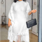 💖Femeie rochie midi cu paiete și ciucuri în plus dimensiune cu mâneci batwing