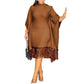 💖Femeie rochie midi cu paiete și ciucuri în plus dimensiune cu mâneci batwing