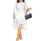 💖Femeie rochie midi cu paiete și ciucuri în plus dimensiune cu mâneci batwing