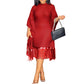 💖Femeie rochie midi cu paiete și ciucuri în plus dimensiune cu mâneci batwing