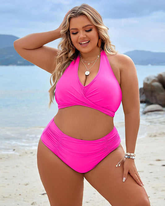 💕💥-👙Costum de baie bikini cu talie înaltă și control al abdomenului