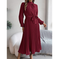 Rochie midi pentru femei cu talie înaltă, pliuri și curea