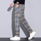Pantaloni casual în carouri cu buzunare pentru bărbați