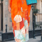 Rochie lungă lejeră cu mâneci pe jumătate cu imprimeu floral