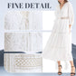 Boho V-Neck Rochie midi albă