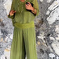 2025 Pantaloni eleganți din șifon cu picior lat, set din două piese