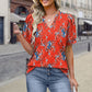 🌸🔥Tricoul cu mânecă scurtă V-neck pentru femei cu imprimare | Material respirabil