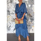 💐 Rochie stratificată elegantă, cu decolteu în V, cu înfășurare pe talie și cravată