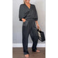 💞💞Set de 2 piese pentru femei cu top și pantaloni cu gât în V