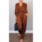 💞💞Set de 2 piese pentru femei cu top și pantaloni cu gât în V