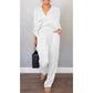💞💞Set de 2 piese pentru femei cu top și pantaloni cu gât în V