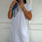 🌼Rochie din in pentru femei cu gât rotund și mâneci scurte