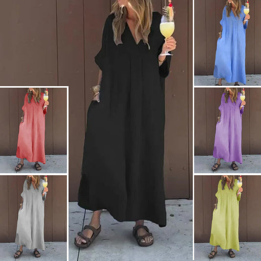 Casual Flowy V-neck rochie pentru femei
