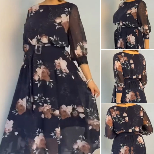 【S-4XL】🌺Kerekerek rochie flowy cu gât floral și curea