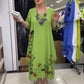 Rochie imprimată pentru femei cu gât rotund și tiv neregulat