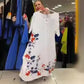 Rochie imprimată pentru femei cu gât rotund și tiv neregulat
