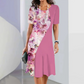 🌸Femei elegant florale imprimare rotund gât rochie