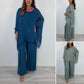 Femeii Elegant Casual Chiffon Top și pantaloni largi Set